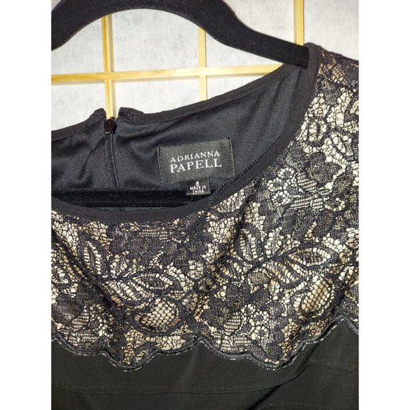 Adrianna Papell Size 8 Love Riche Halter Neck swing Black Minidress (lace top an - Picture 3 of 3